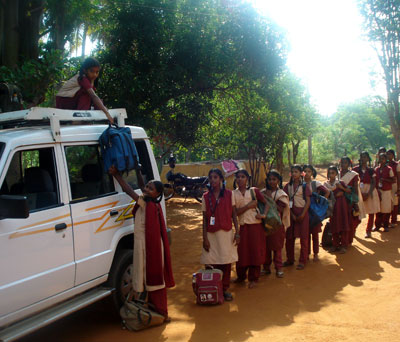 Students on cab photo