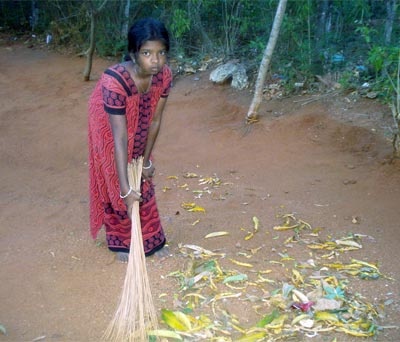 sweeping the solid waste